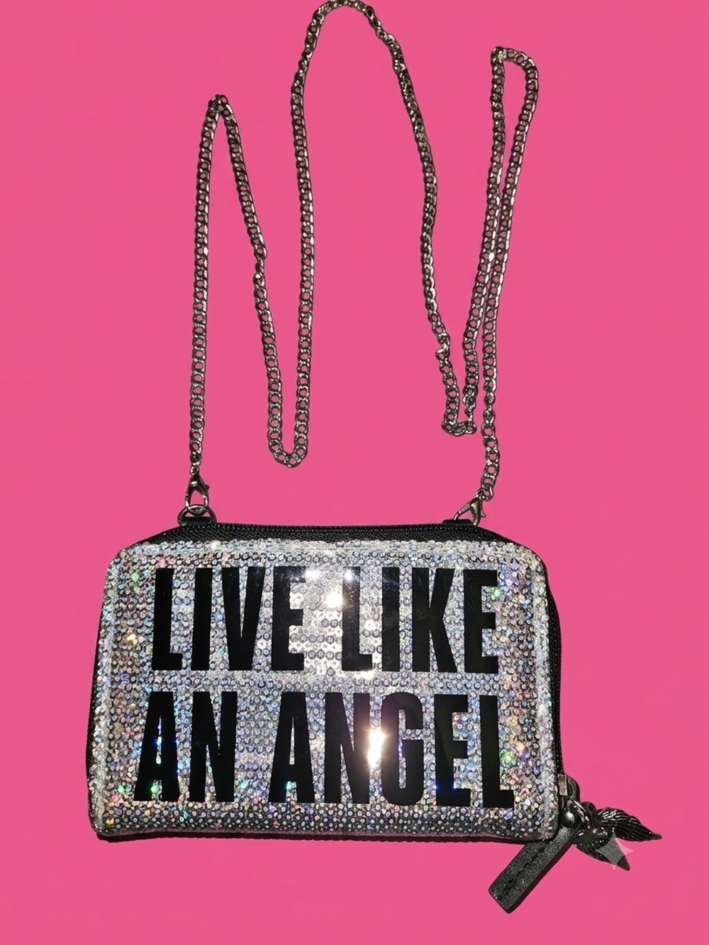 Victorias Secret 2014 Fashion Show Silver Sequin Crossbody Bag